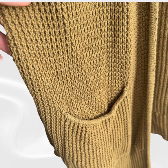 Universal Thread Open Front Waffle Knit Cardigan Sweater-Size L-Tan Camel - Picture 6 of 6